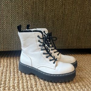 White combat boots